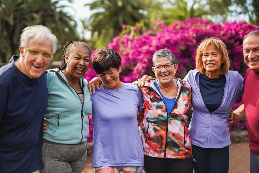 Group of seniors outside 